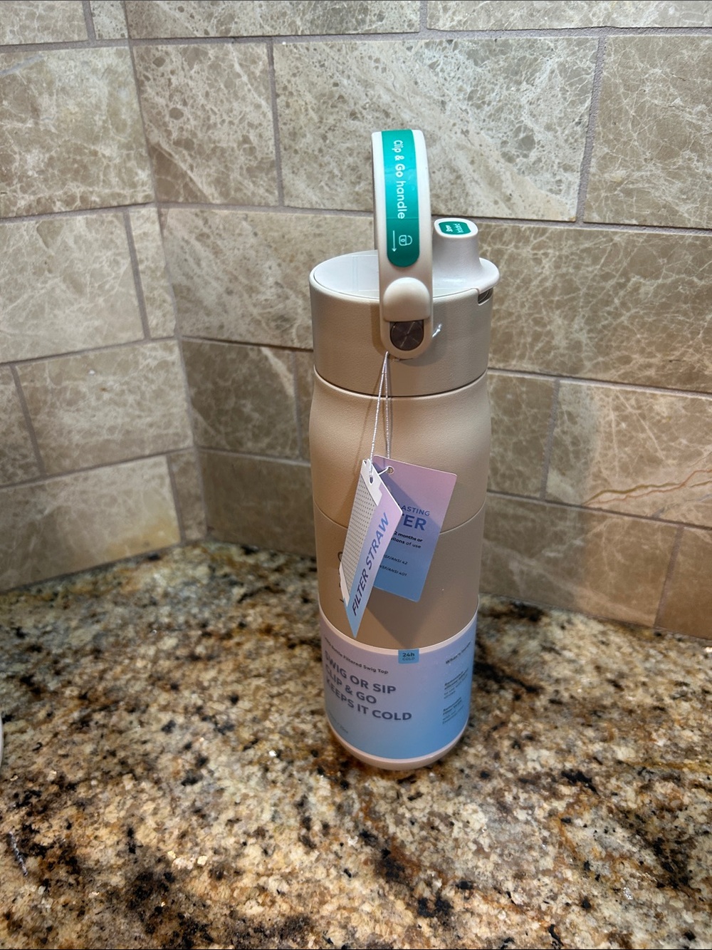LARQ Bottle Swig Top in Mojave Dune with a clip-and-go handle/ filter NEW